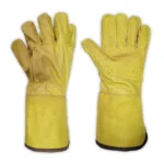 Guante de Vaqueta Largo Amarillo con Refuerzo «L»