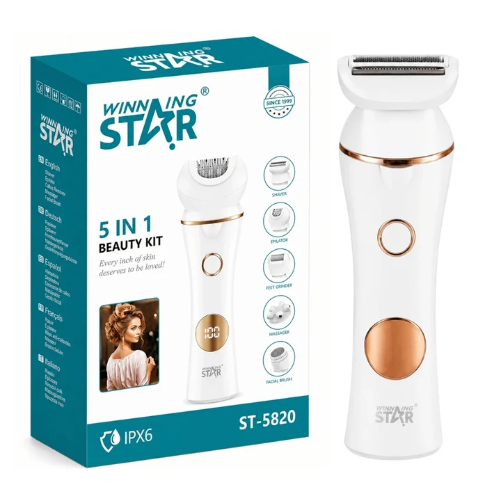 Depiladora Femenina 5 En 1 Winning Star Con Cabezales Intercambiables e IPX6 ST-5820 B2B