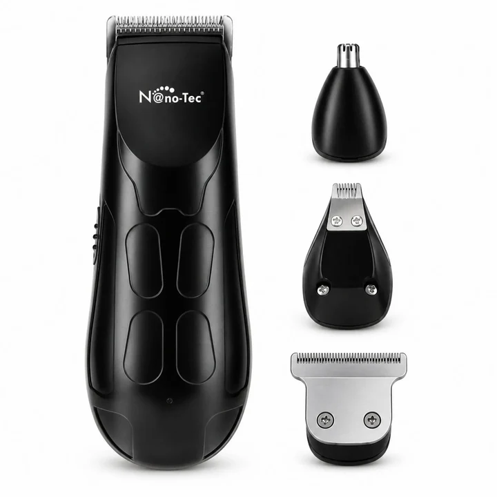 Set Máquina Multifuncional 4 En 1 Con Peines Guía Recargable Nano-Tec NT-CP679 B2B