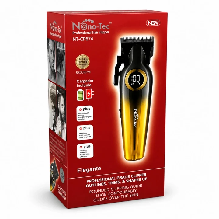MaquinaPeluqueraNT-CP674_1__11zon Máquina Cortadora De Cabello Profesional Pantalla Led 8800 RPM Nano-Tec NT-CP674 B2B