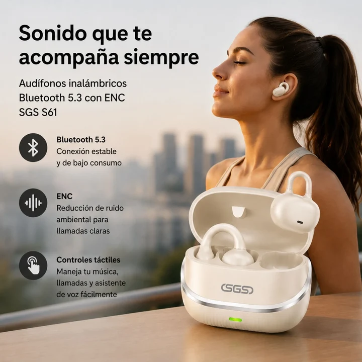 AudifonosInalambricosSGSS61_1__11zon Audífonos Inalámbricos Bluetooth 5.3 Con ENC Y Estuche De Carga SGS S61